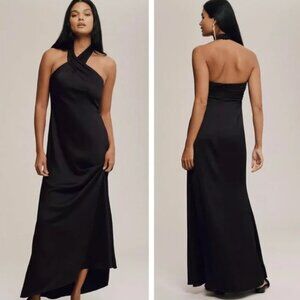 BHLDN Ruby Twist Halter Satin Gown